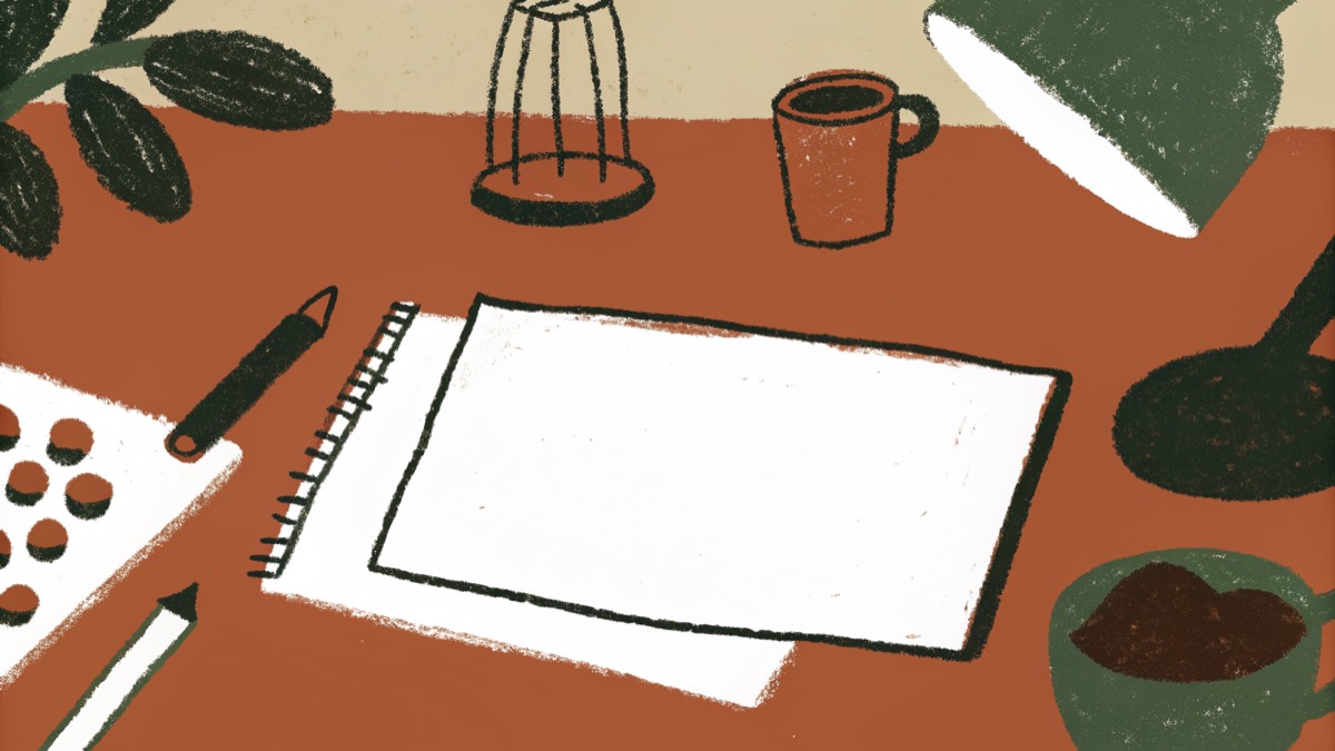 試験勉強の机の上のイメージイラスト